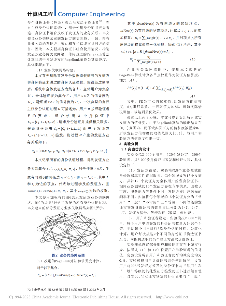 基于PageRank算法的...我主权身份认证信誉评价方法_赵一霈.pdf_第3页