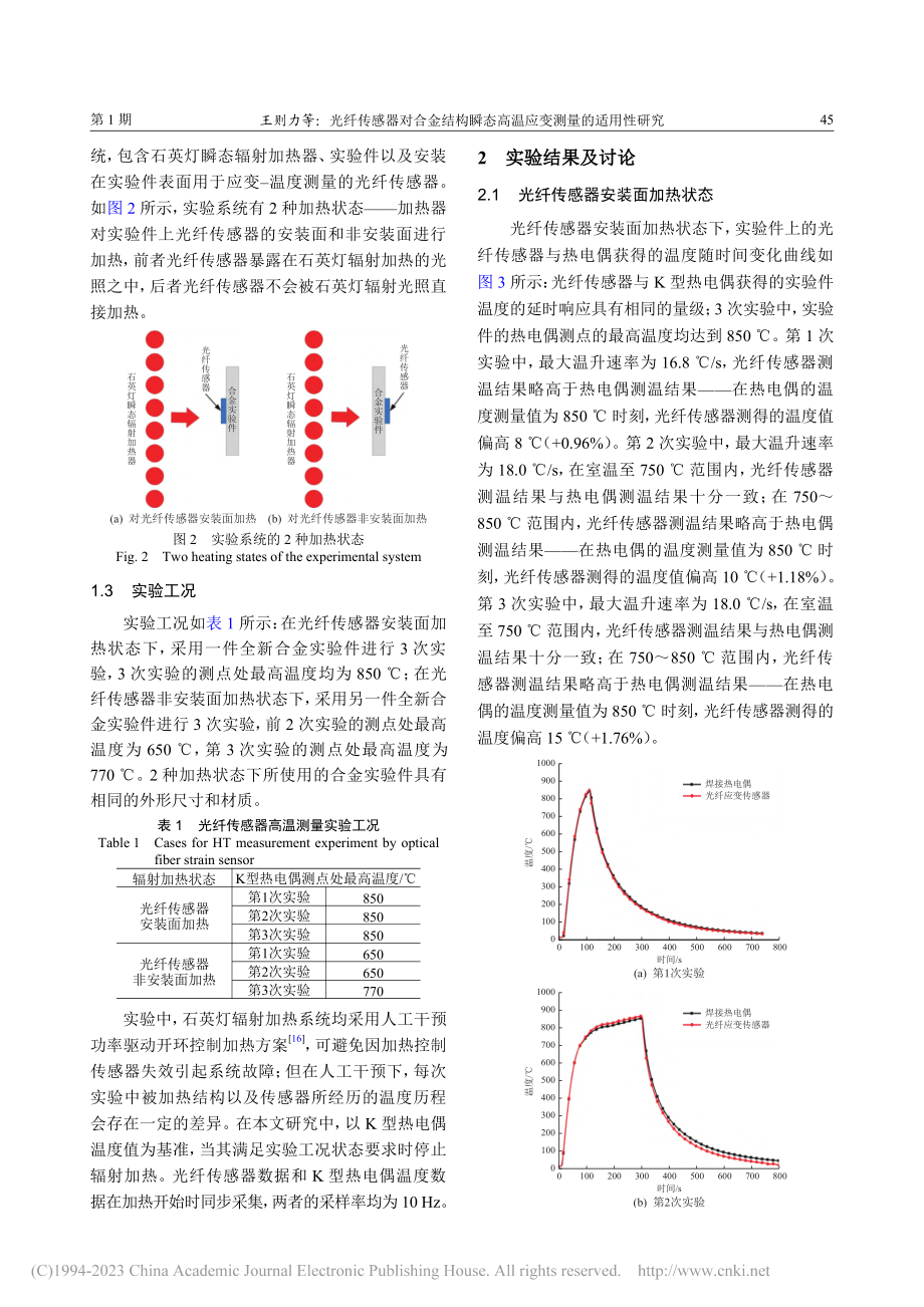 光纤传感器对合金结构瞬态高温应变测量的适用性研究_王则力.pdf_第3页