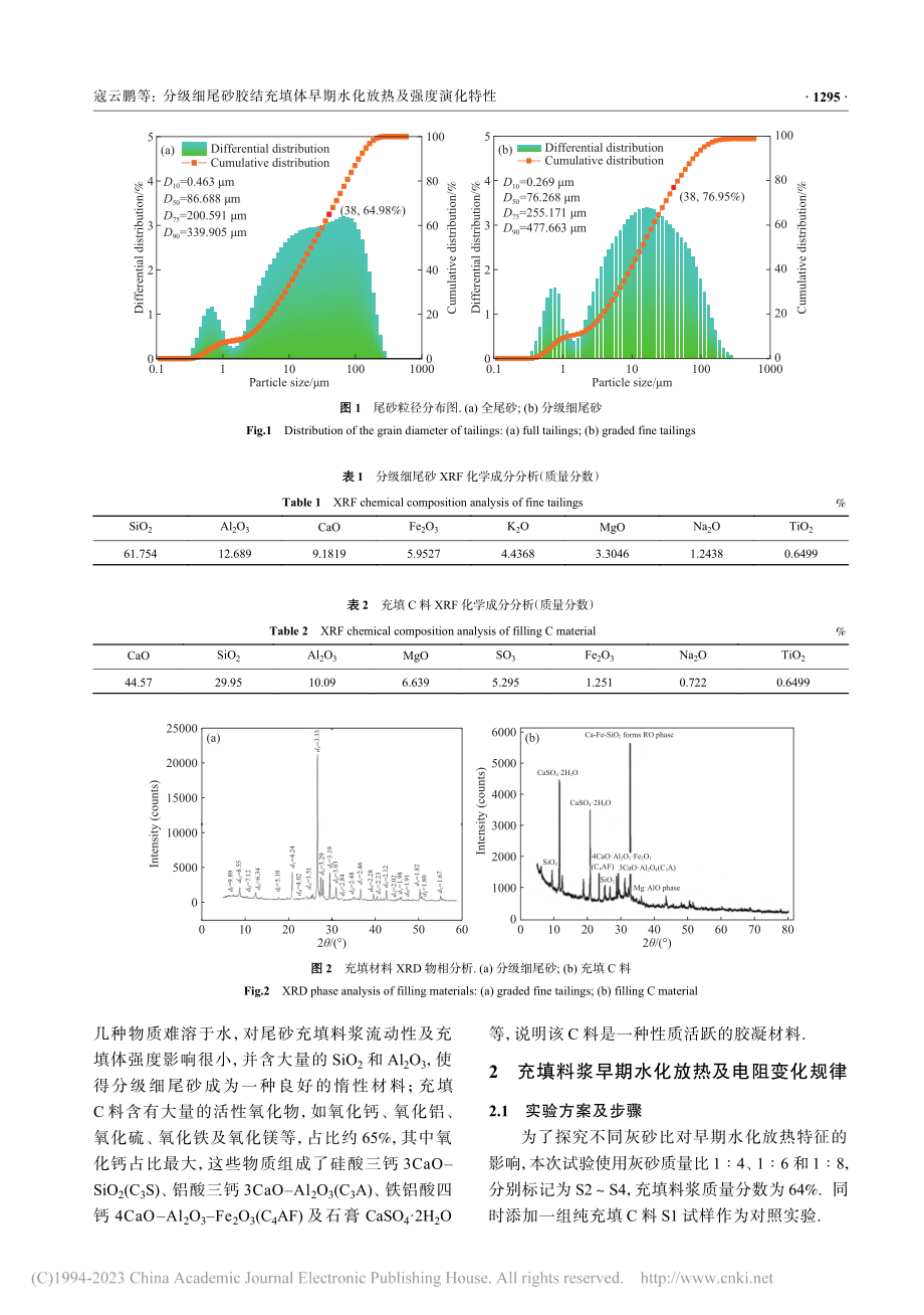 分级细尾砂胶结充填体早期水化放热及强度演化特性_寇云鹏.pdf_第3页