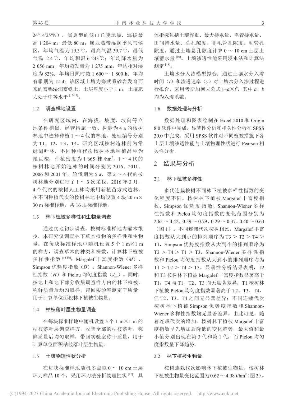 多代连栽桉树人工林林下植被和土壤物理性状的变化_王会利.pdf_第3页