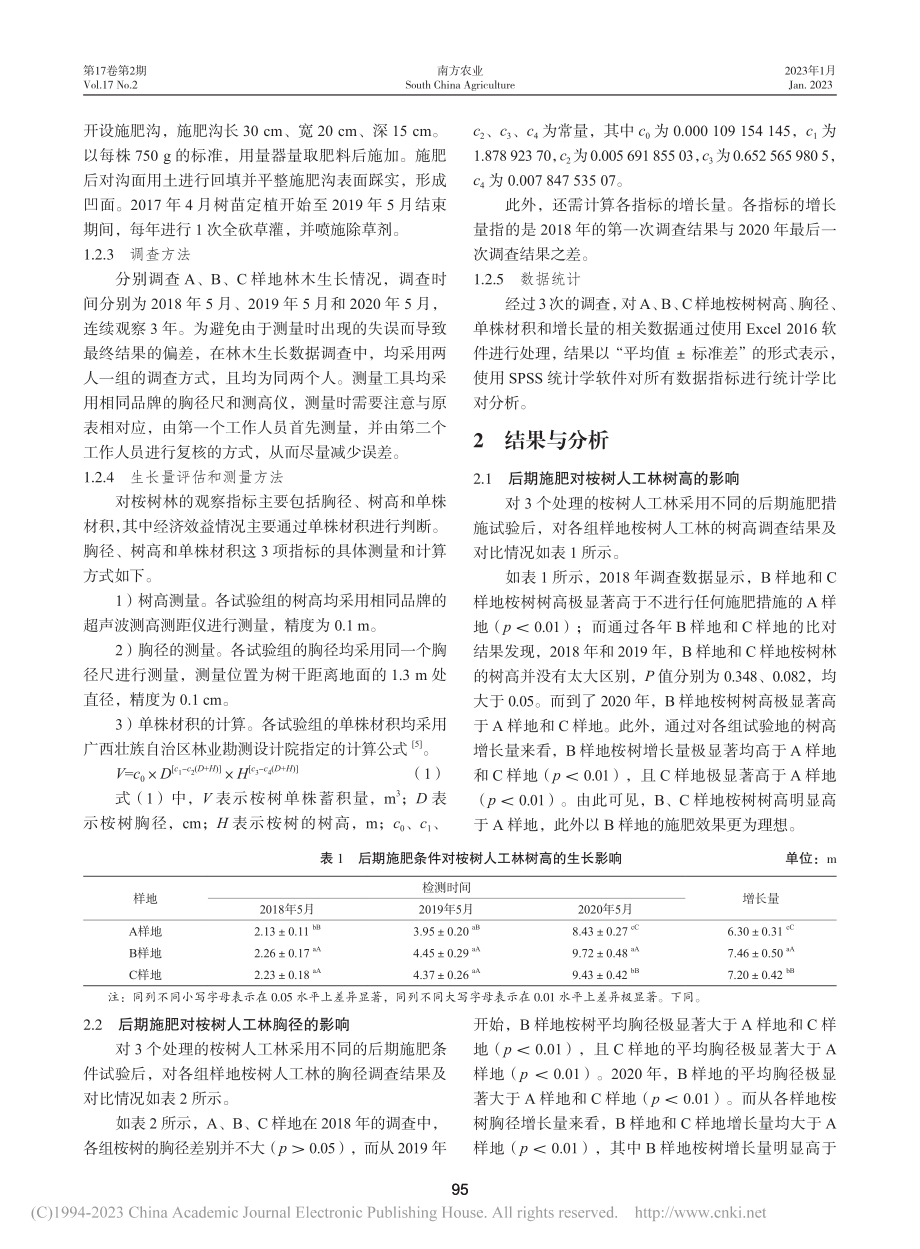 后期施用两种肥料对桉树人工林生长的影响差异初探_岑小妹.pdf_第2页