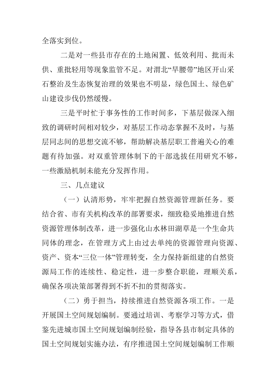 关于市自然资源局局长个人履职情况的调研报告.docx_第3页