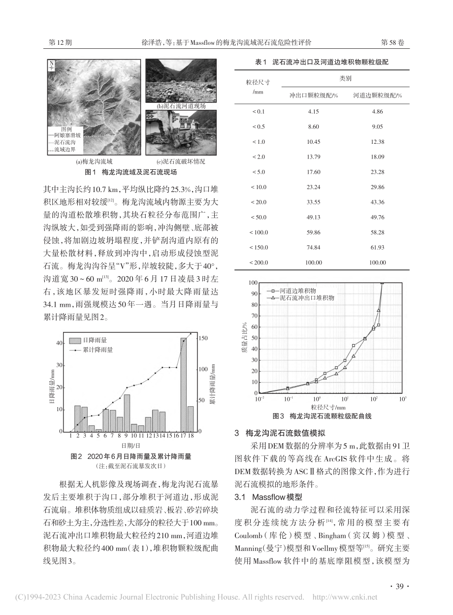 基于Massflow的梅龙沟流域泥石流危险性评价_徐泽浩.pdf_第2页