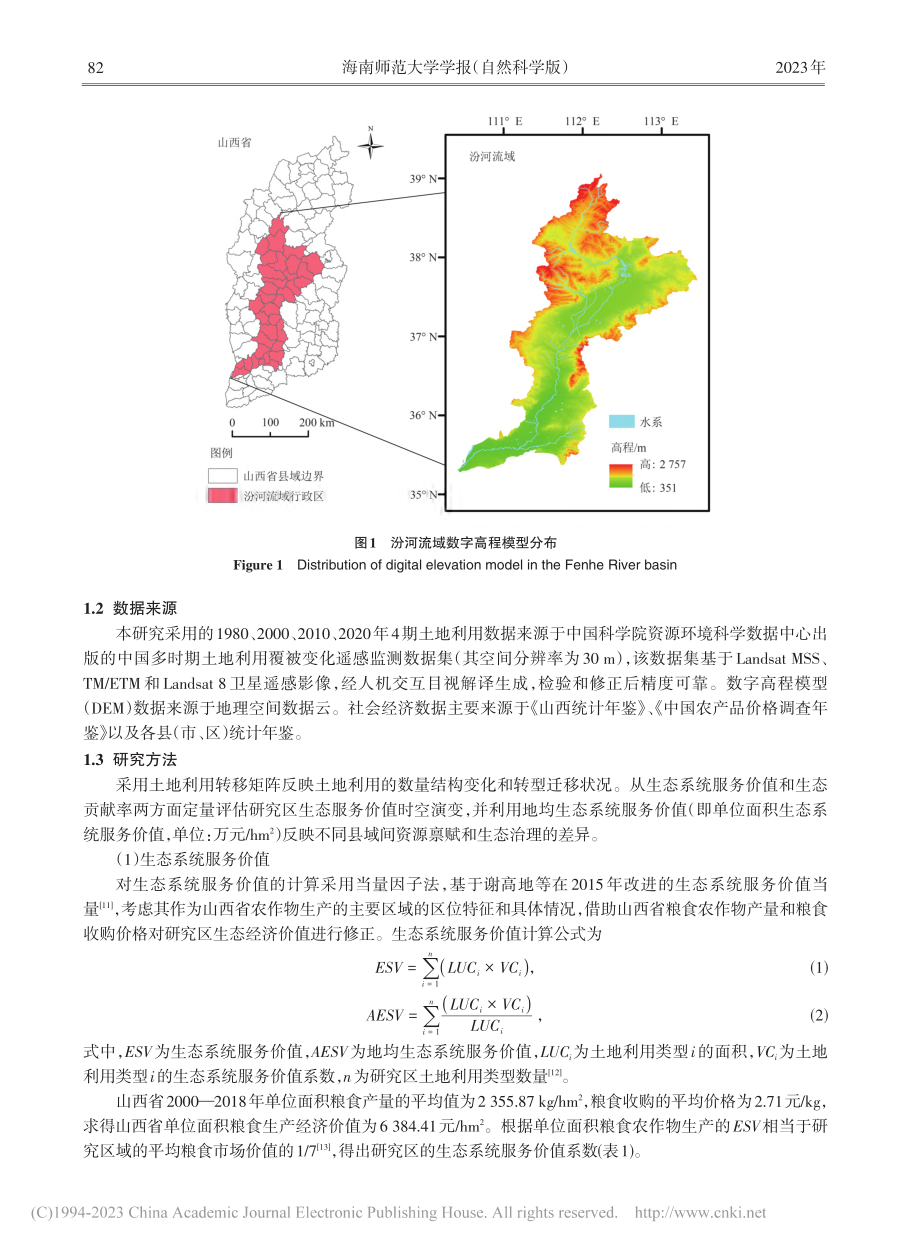 汾河流域山水林田湖草生态系统服务价值时空变化特征_杜孟鸿.pdf_第3页