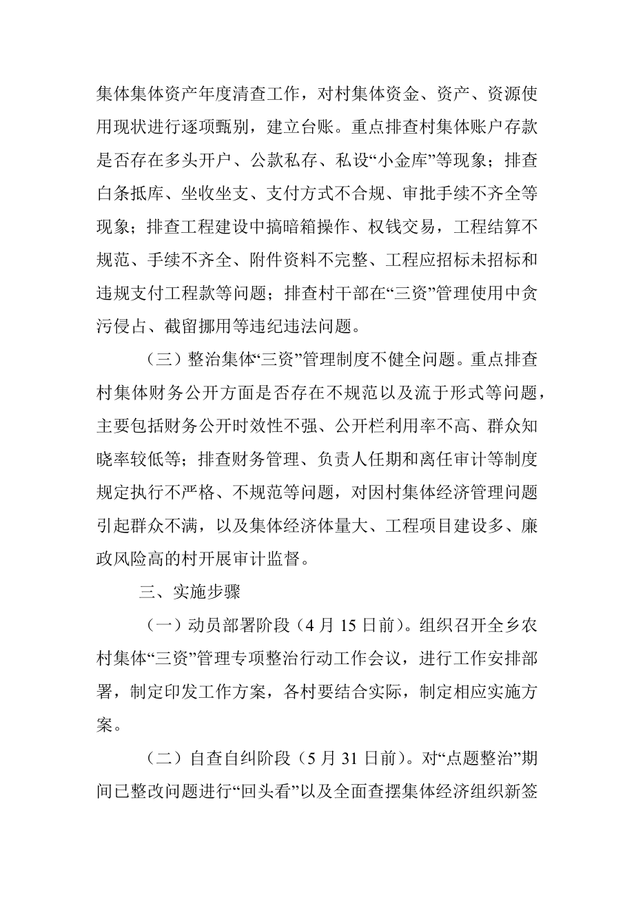 2023年关于开展农村集体“三资”管理专项整治行动的实施方案.docx_第2页