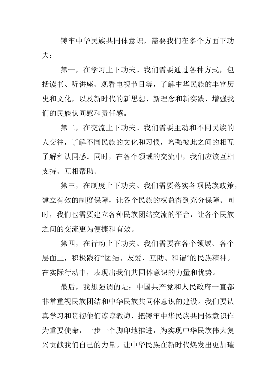 2023年铸牢中华民族共同体意识发言材料.docx_第2页