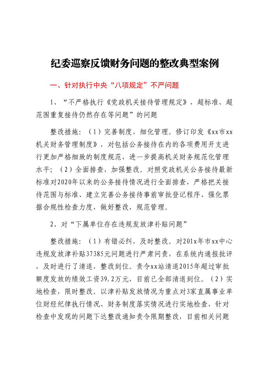 纪委巡察反馈财务问题的整改典型案例 .docx_第1页