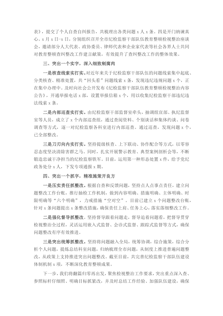 某市纪委监委纪检监察干部队伍检视整改经验总结材料 (2) .docx_第2页