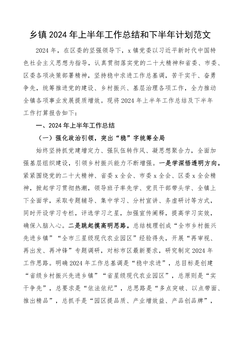 2024年上半年工作总结和下半年计划汇报 .docx_第1页