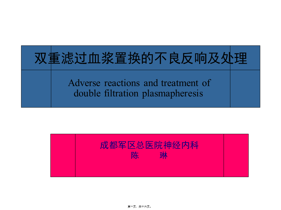 双重滤过血浆置换不良反应及处理.pptx_第1页