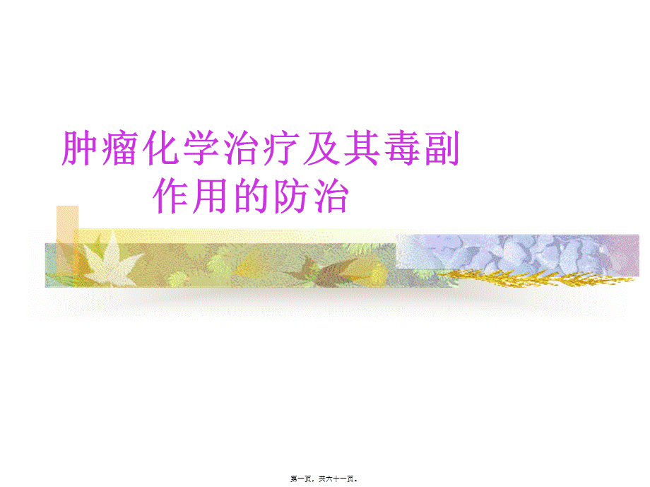 化疗毒副作用的防治.pptx_第1页