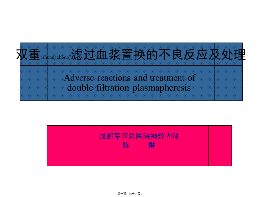 2022年医学专题—双重滤过血浆置换不良反应及处理(1).ppt_第1页