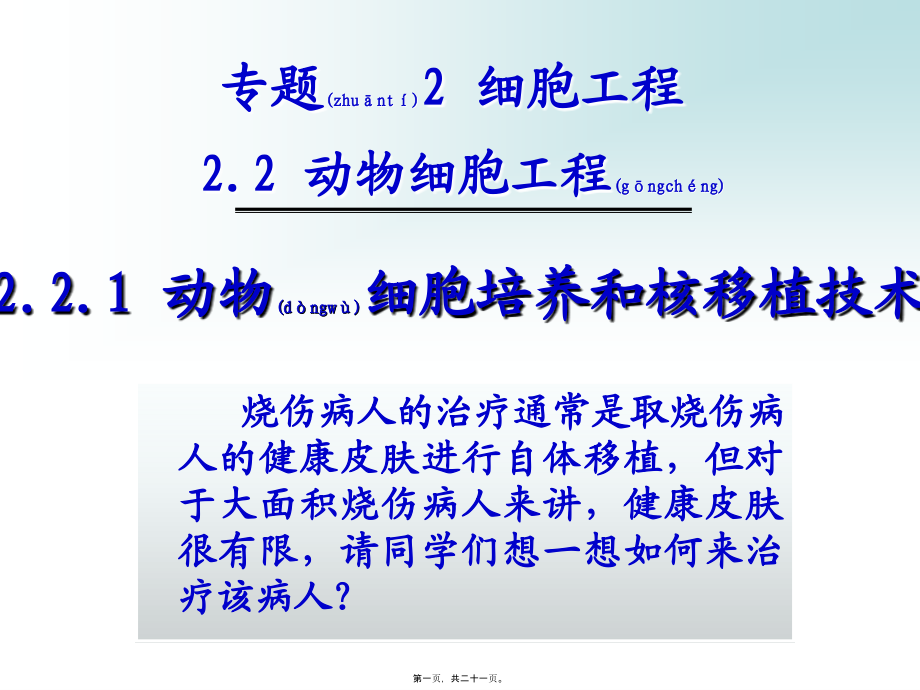 2022年医学专题—动物细胞培养和核移植技术上课.ppt_第1页