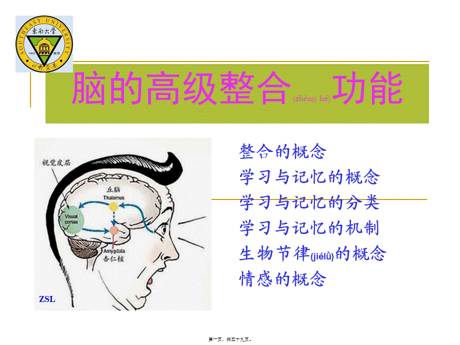 2022年医学专题—脑的高级整合功能2010(1).ppt_第1页