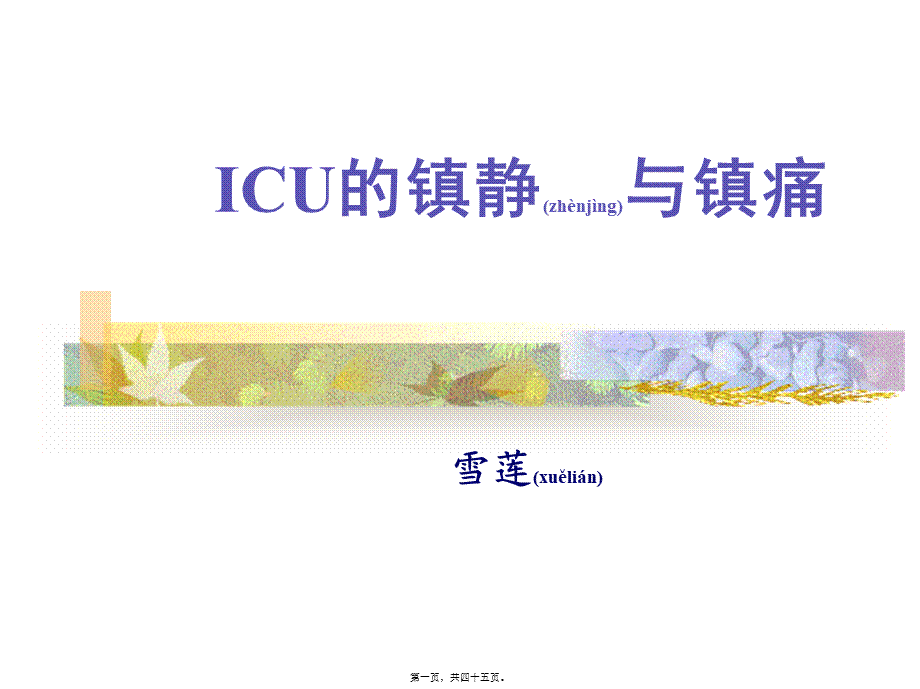 2022年医学专题—ICU的镇静与镇痛1(1).ppt_第1页