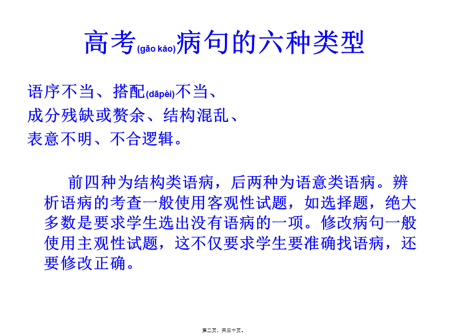 2022年医学专题—二轮复习之病句的标志(对应2017年金太阳二轮复习资料)分析.ppt_第2页