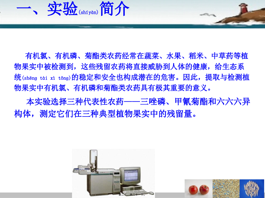 2022年医学专题—植物果实中有机农药的残留测定(精).ppt_第2页