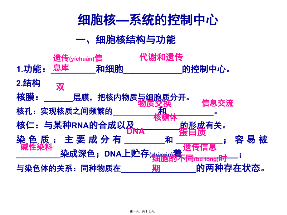 2022年医学专题—第4节---细胞核的结构与功能(1).ppt_第1页