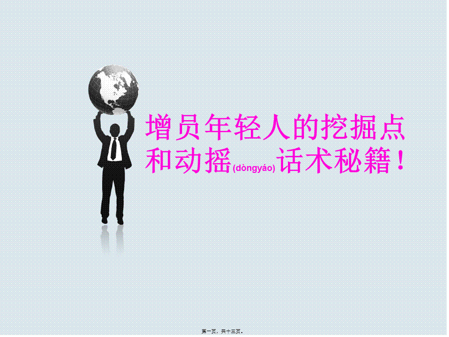 2022年医学专题—增员年轻人的挖掘点和动摇话术秘籍!(1).ppt_第1页