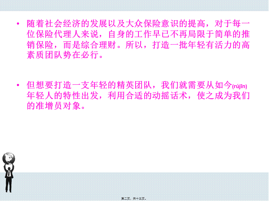 2022年医学专题—增员年轻人的挖掘点和动摇话术秘籍!(1).ppt_第2页