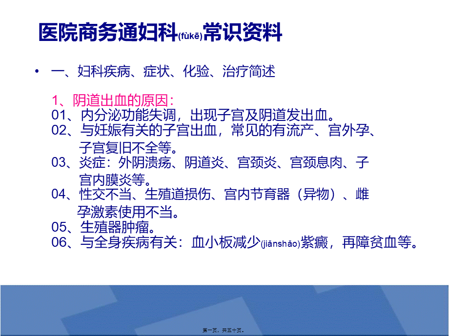 2022年医学专题—医院商务通妇科常识资料(1).ppt_第1页