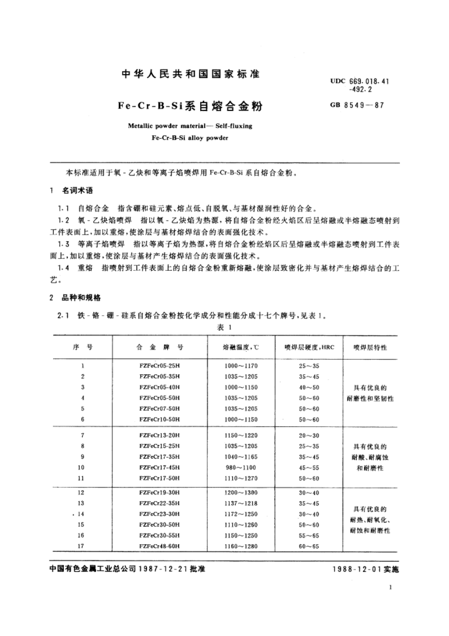 Fe-Cr-B-Si系自熔合金粉 GBT 8549-1987.pdf_第2页