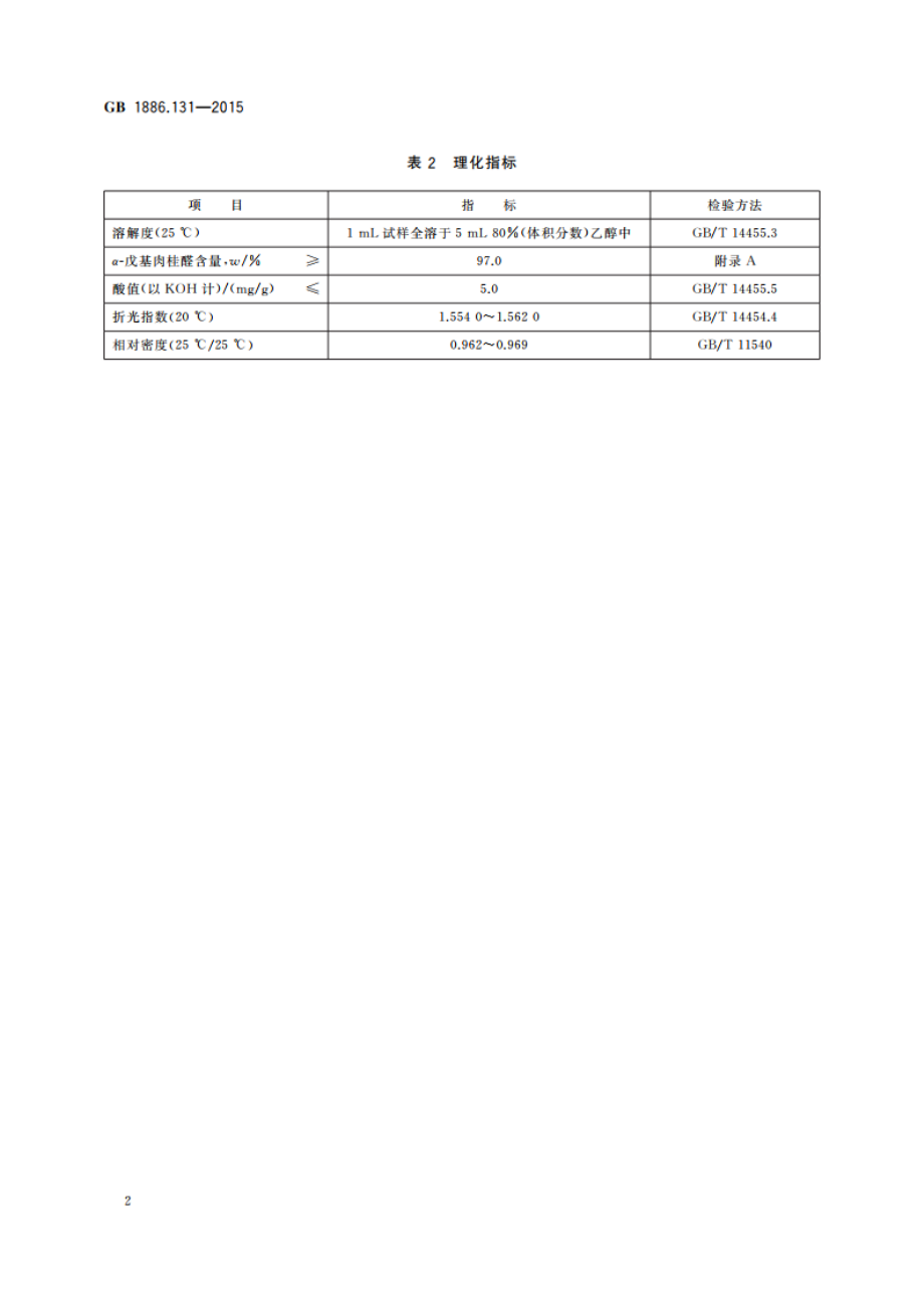 食品安全国家标准 食品添加剂 α-戊基肉桂醛 GB 1886.131-2015.pdf_第3页