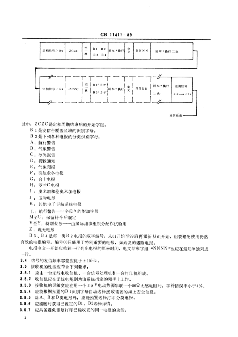 发播航行警告、气象信息和紧急信息系统(NAVTEX)技术条件和使用要求 GB 11411-1989.pdf_第3页