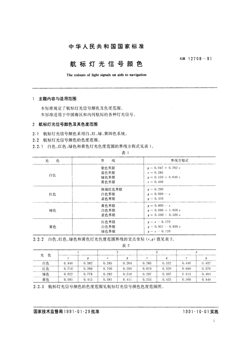 航标灯光信号颜色 GB 12708-1991.pdf_第2页