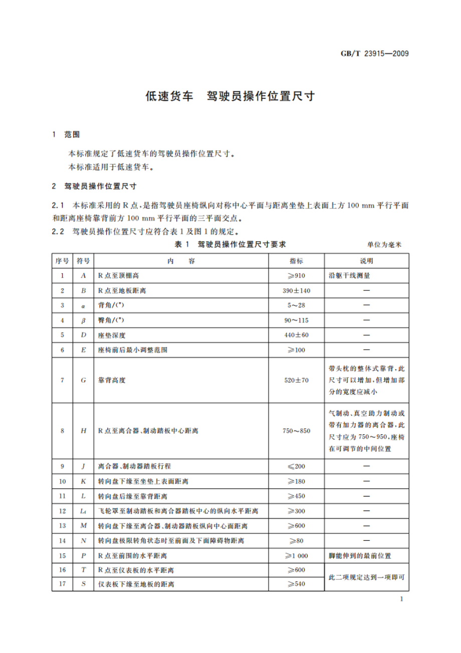 低速货车 驾驶员操作位置尺寸 GBT 23915-2009.pdf_第3页