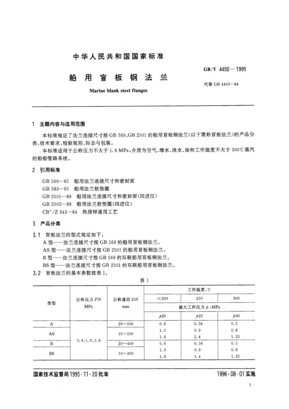 船用盲板钢法兰 GBT 4450-1995.pdf_第3页