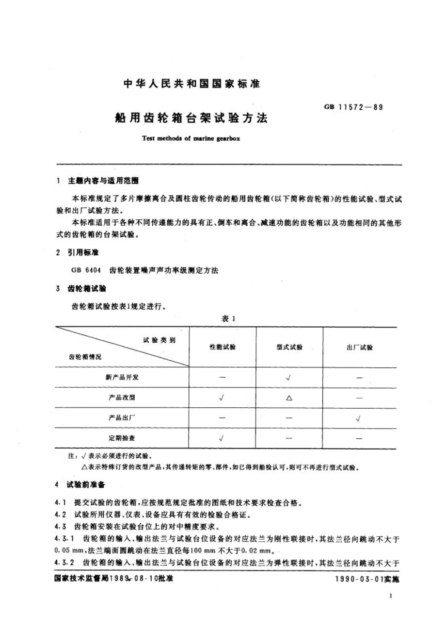 船用齿轮箱台架试验方法 GBT 11572-1989.pdf_第3页