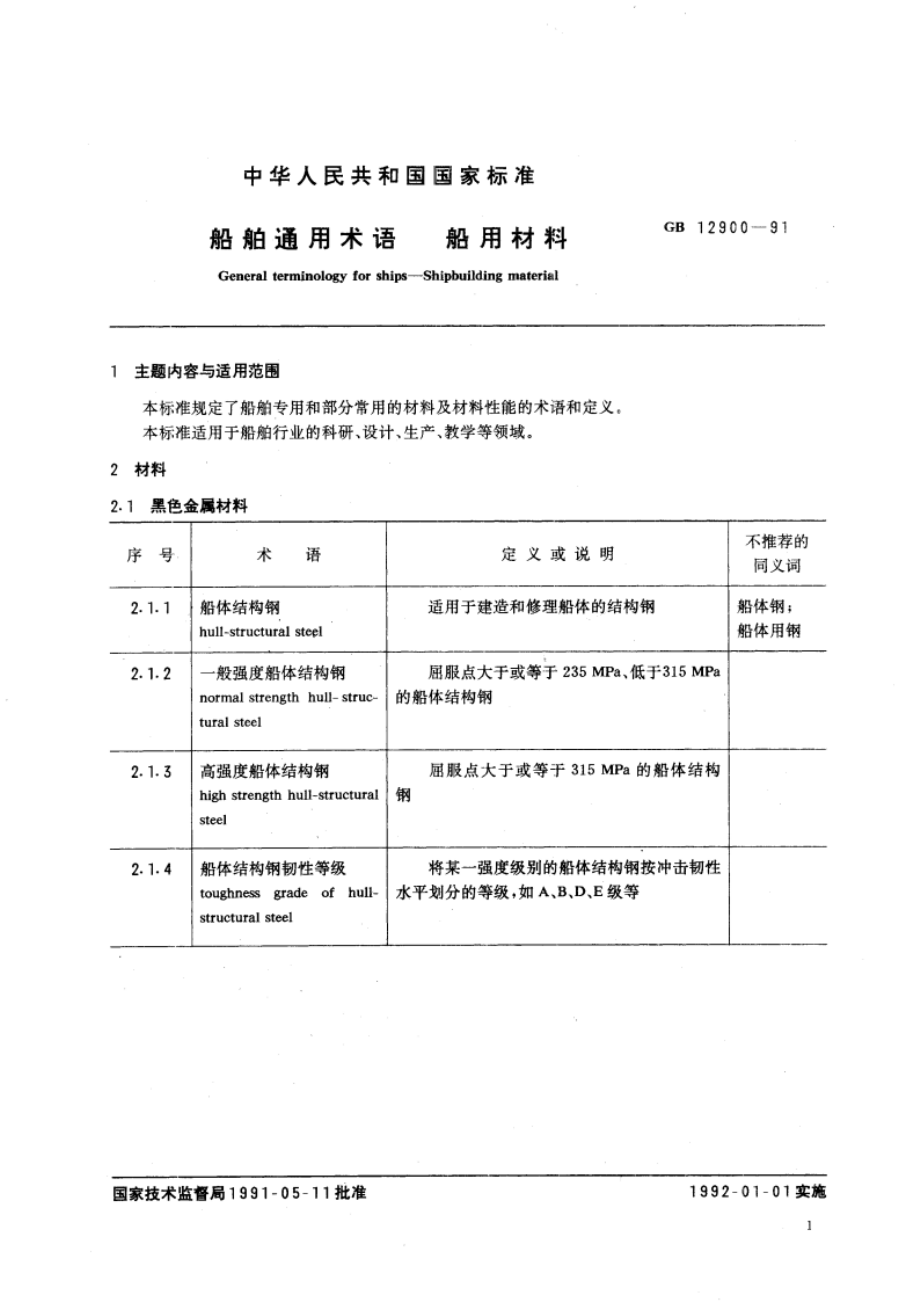 船舶通用术语 船用材料 GBT 12900-1991.pdf_第3页