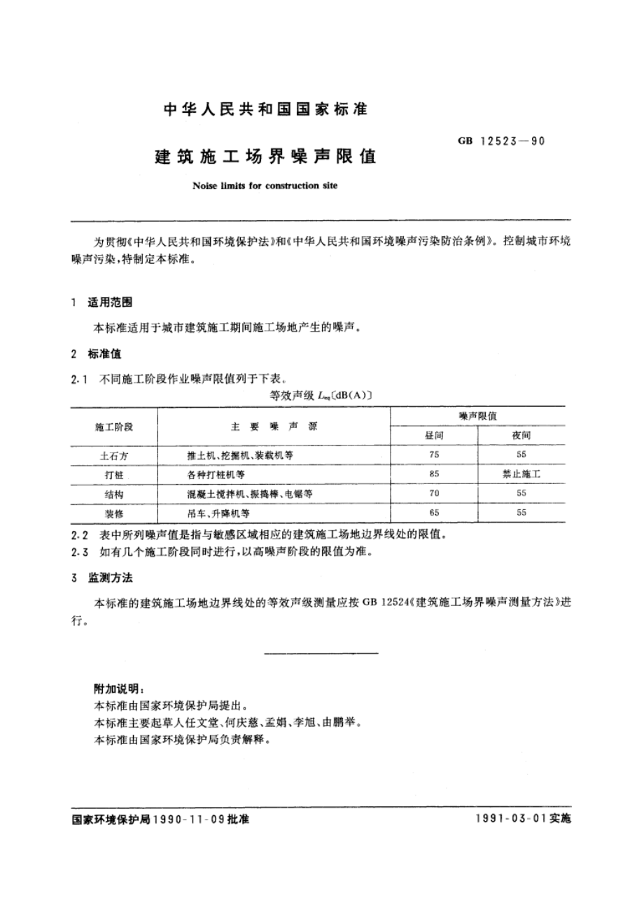 建筑施工场界噪声限值 GB 12523-1990.pdf_第2页