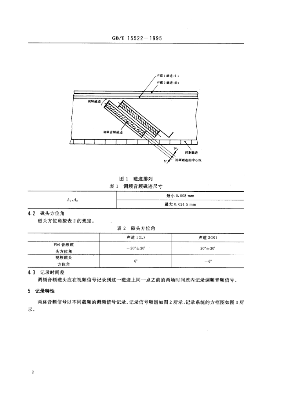 VHS型12.65mm螺旋扫描盒式录像系统的调频音频记录 GBT 15522-1995.pdf_第3页