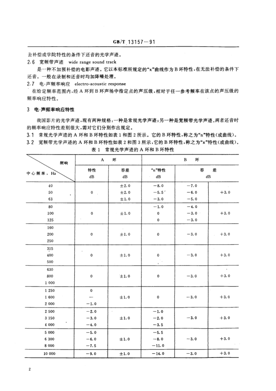 35mm影片光学声迹的还音电声频率响应特性 GBT 13157-1991.pdf_第3页