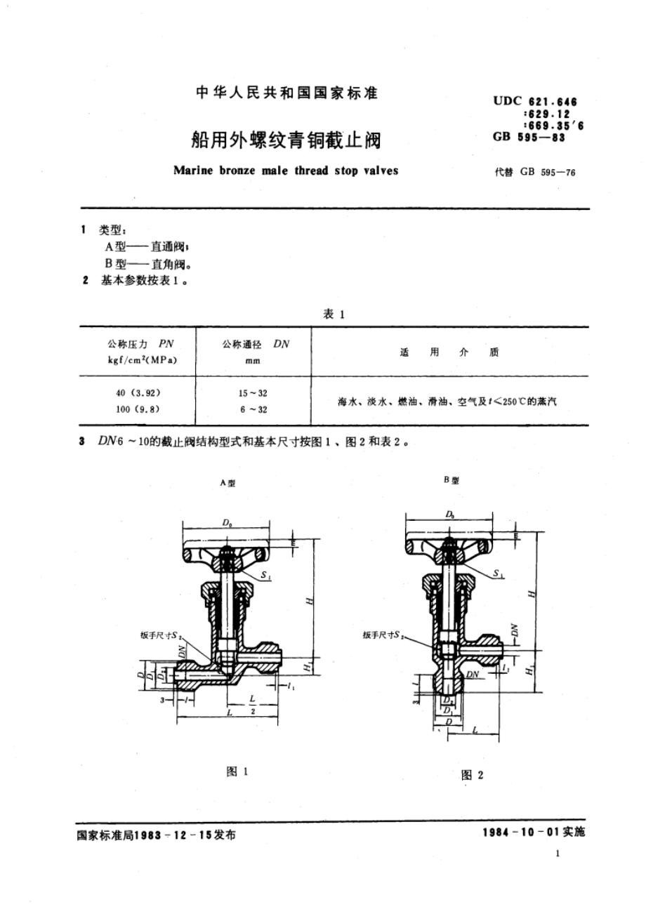 船用外螺纹青铜截止阀 GBT 595-1983.pdf_第3页