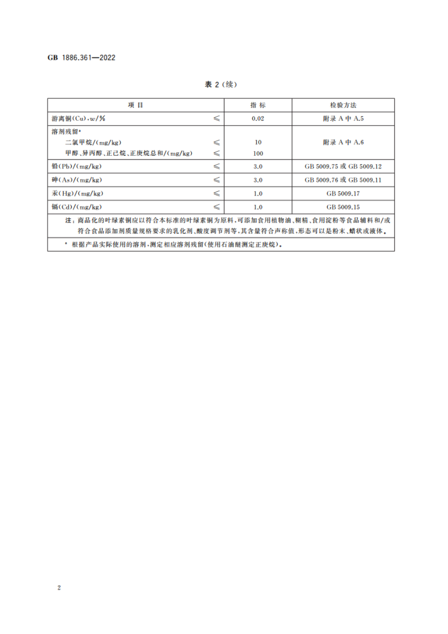 食品安全国家标准 食品添加剂 叶绿素铜 GB 1886.361-2022.pdf_第3页