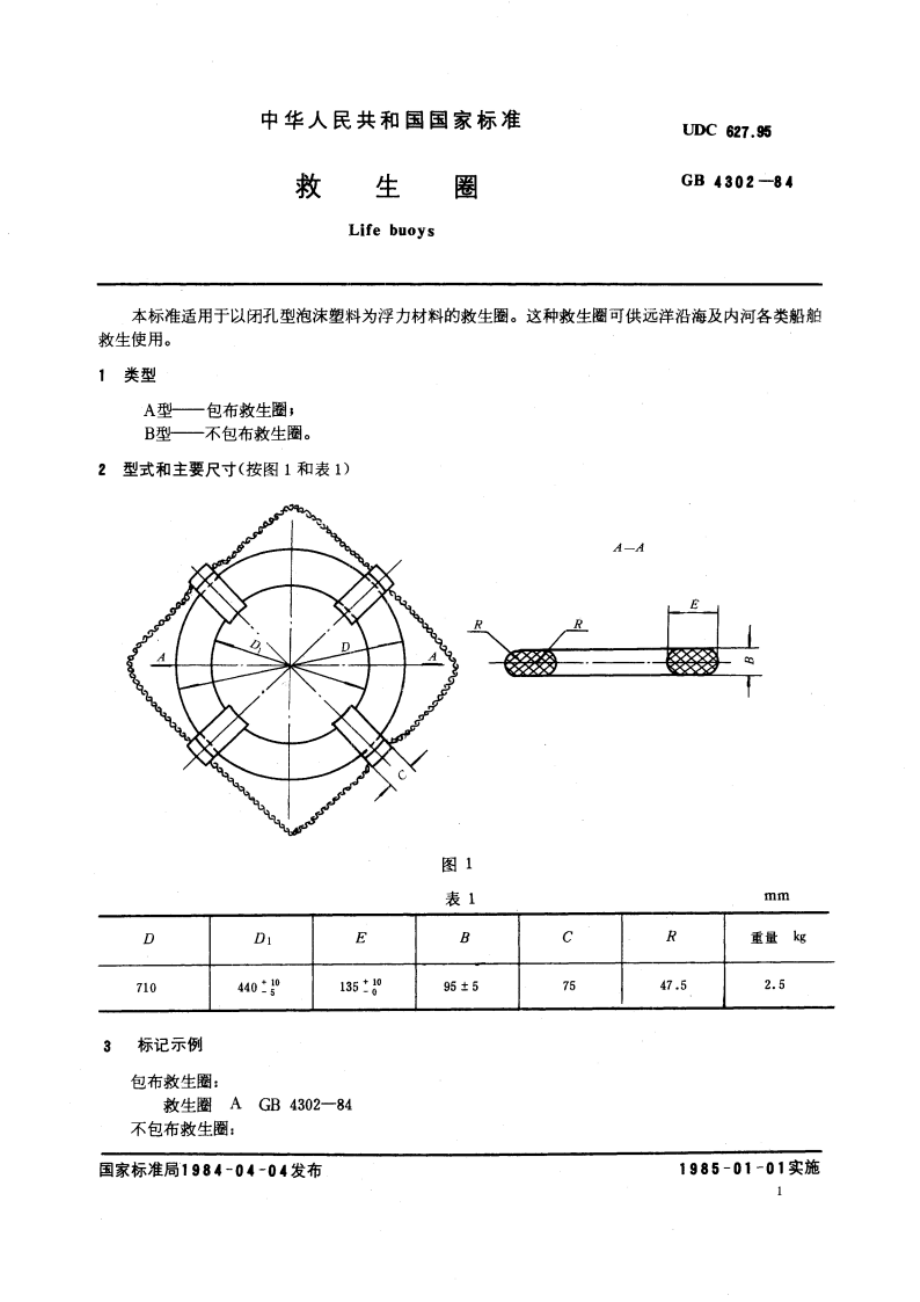 救生圈 GB 4302-1984.pdf_第3页