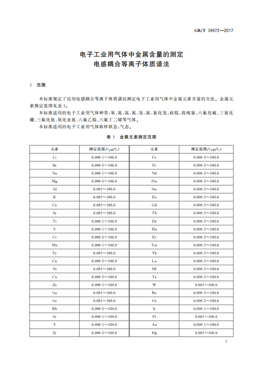 电子工业用气体中金属含量的测定 电感耦合等离子体质谱法 GBT 34972-2017.pdf_第3页