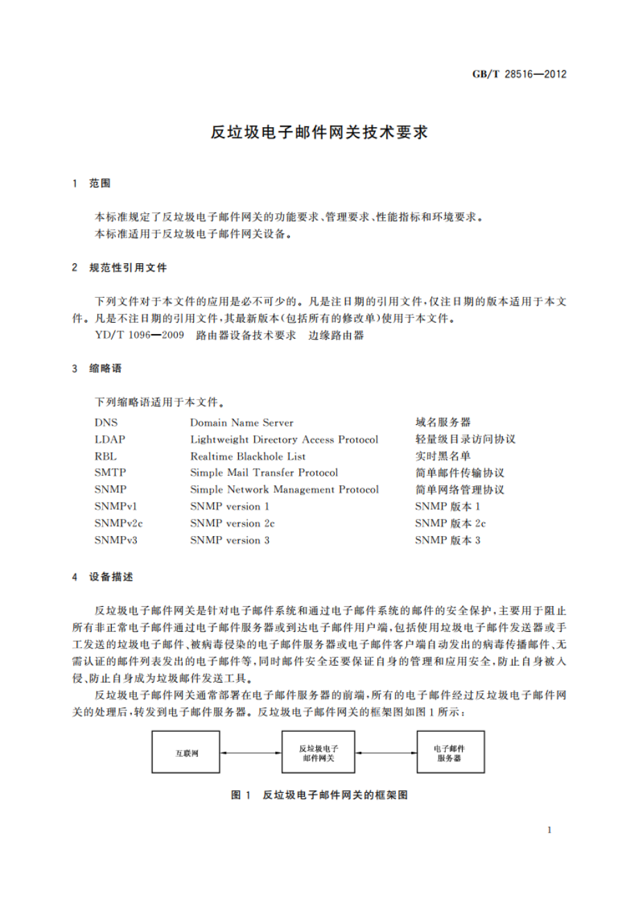 反垃圾电子邮件网关技术要求 GBT 28516-2012.pdf_第3页