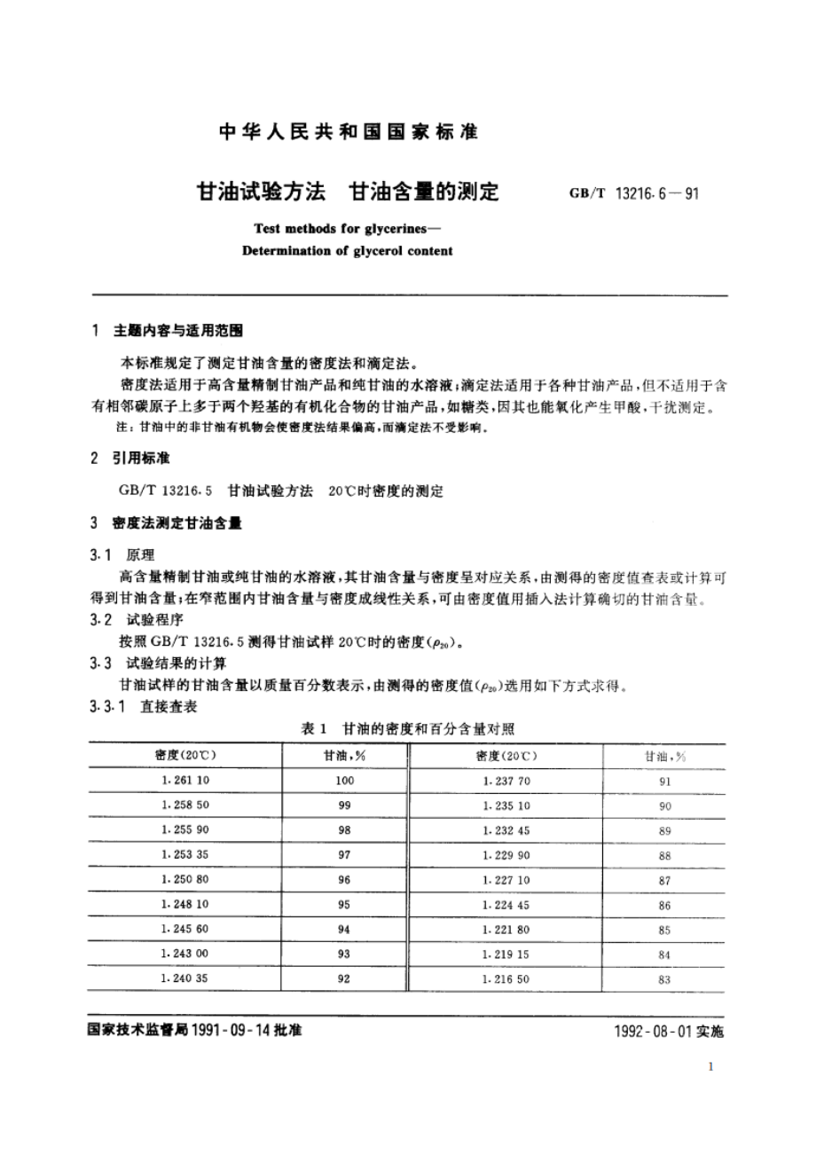 甘油试验方法 甘油含量的测定 GBT 13216.6-1991.pdf_第2页