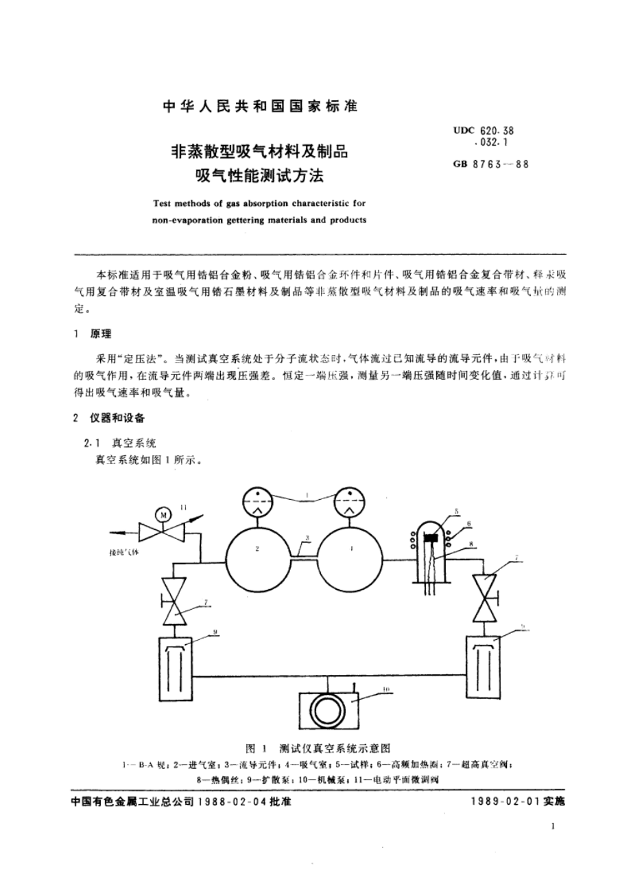 非蒸散型吸气材料及制品吸气性能测试方法 GBT 8763-1988.pdf_第3页