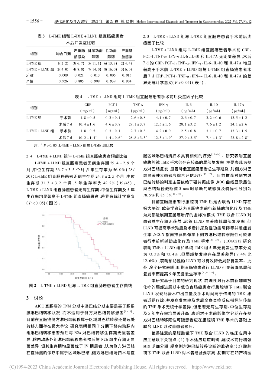 腹腔镜下TME联合LLND...期中低位直肠癌疗效及安全性_曾科.pdf_第3页