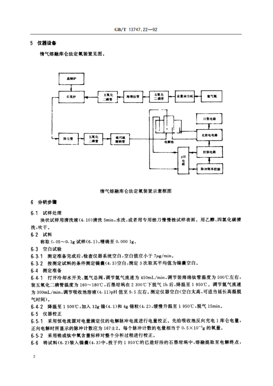 锆及锆合金化学分析方法 惰气熔融库仑法测定氧量 GBT 13747.22-1992.pdf_第3页