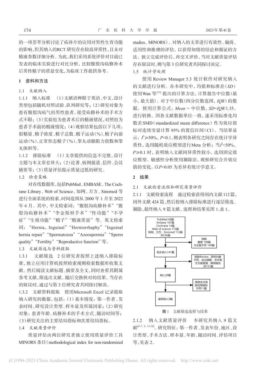 腹股沟疝修补术对男性精子质量影响的Meta分析_杨森.pdf_第2页