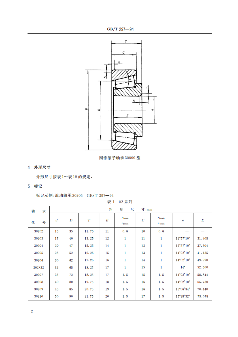 滚动轴承 圆锥滚子轴承 外形尺寸 GBT 297-1994.pdf_第3页