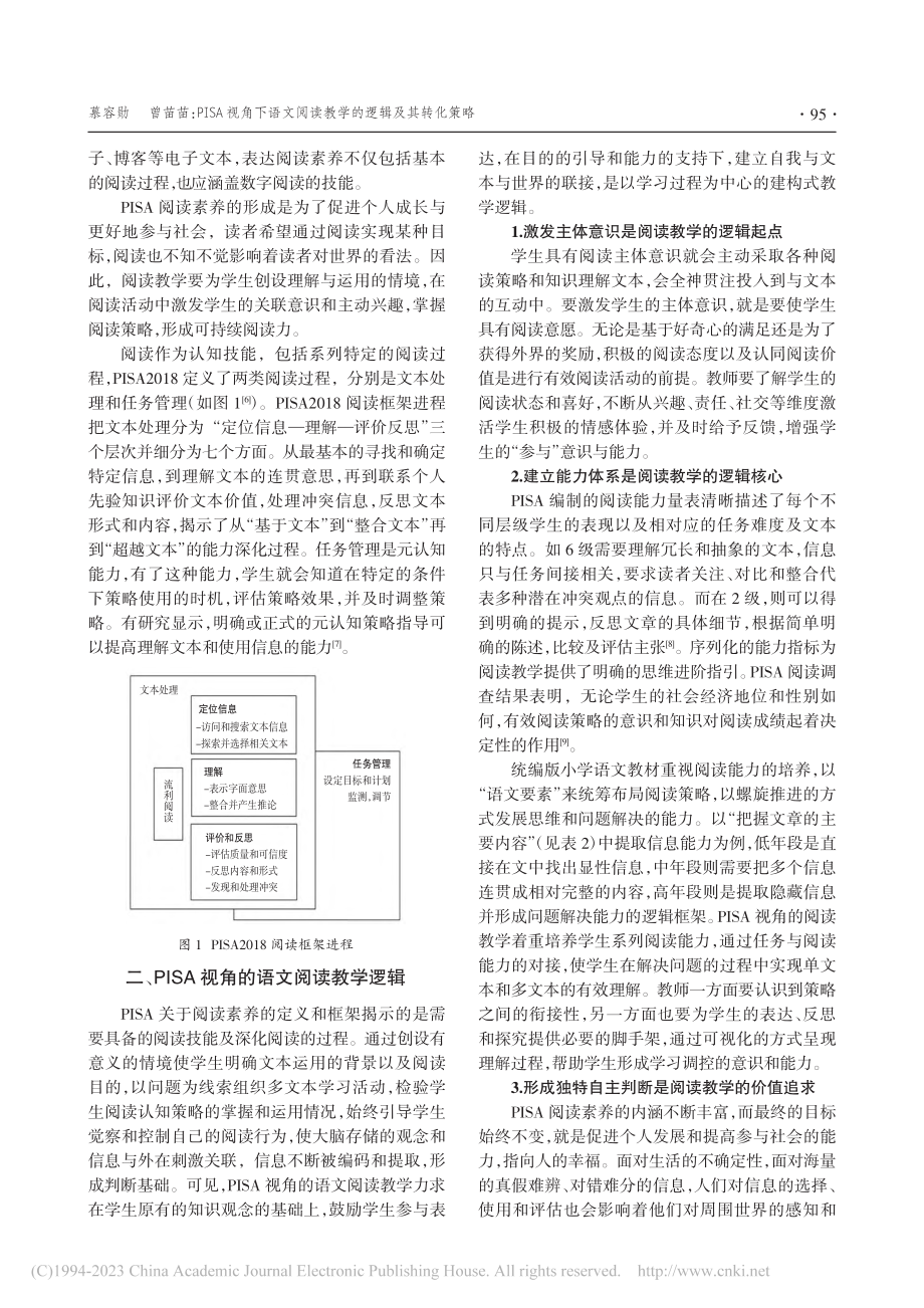 PISA视角下语文阅读教学的逻辑及其转化策略_慕容勋.pdf_第2页