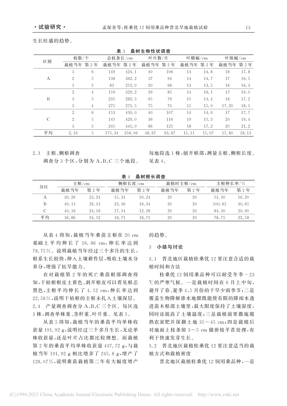 桂桑优12饲用桑品种晋北旱地栽植试验_孟保奎.pdf_第3页