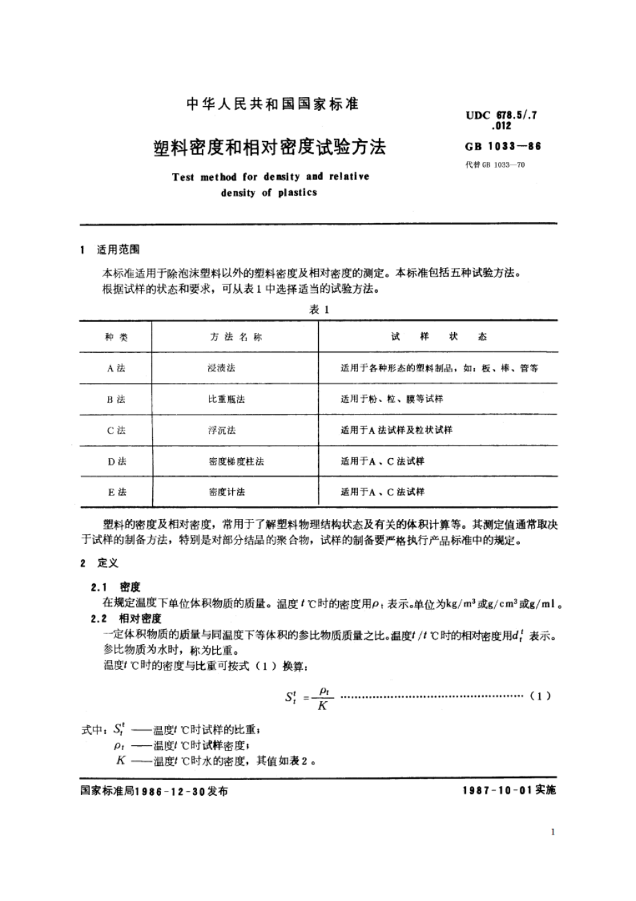 塑料密度和相对密度试验方法 GBT 1033-1986.pdf_第2页